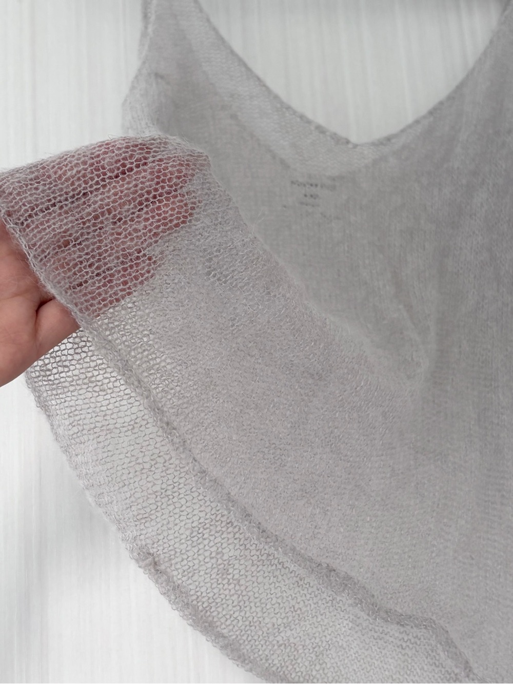 Massimo Dutti Sheer Knit Cami Tank Blue Grey